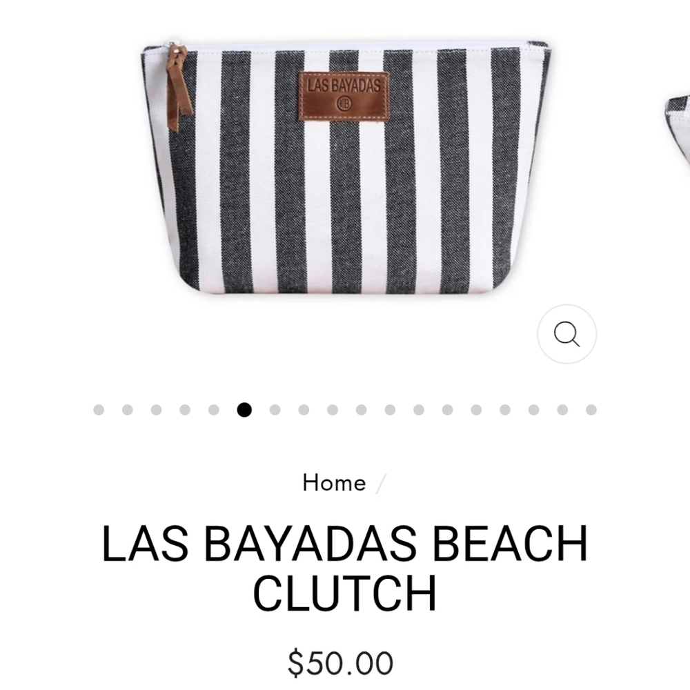 Las Bayadas Navy and White Striped Clutch. NEW